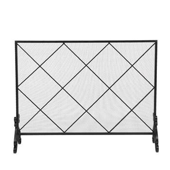 Thick Line Diamond Large Grid Decorative Iron Mesh Fireplace Screen (105 x 22.5 x 81.5)cm