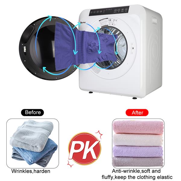 GDZ60-618E Upgraded LCD Screen   Ultraviolet Sterilization Household Dryer 6kg Drum Dryer   2 Pieces Of Filter Cotton-White