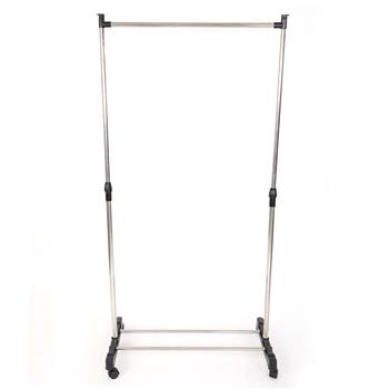 Single-bar Vertical & Horizontal Stretching Stand Clothes Rack with Shoe Shelf YJ-01G Silver