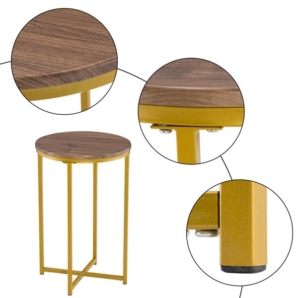 [40.5 x 40.5 x 61]cm Simple Cross Foot Single Layer Wood Grain Round Edge Several 40.5 Round Gold