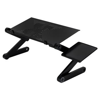 360-Degree Rotation Multifunctional Portable Folding Table with Fan & Mouse Black