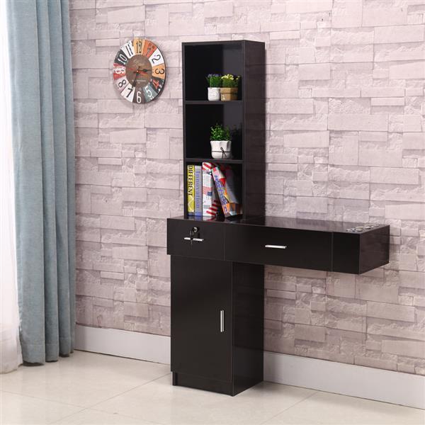 Wall Mount Beauty Salon Spa Mirrors Station Hair Styling Station Desk Black