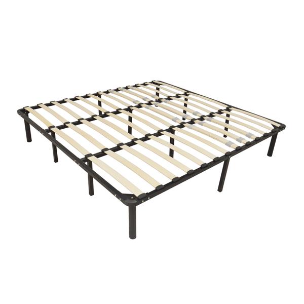 79*75*14 Wooden Bed Slat and Metal Iron Stand King Size Iron Bed Black