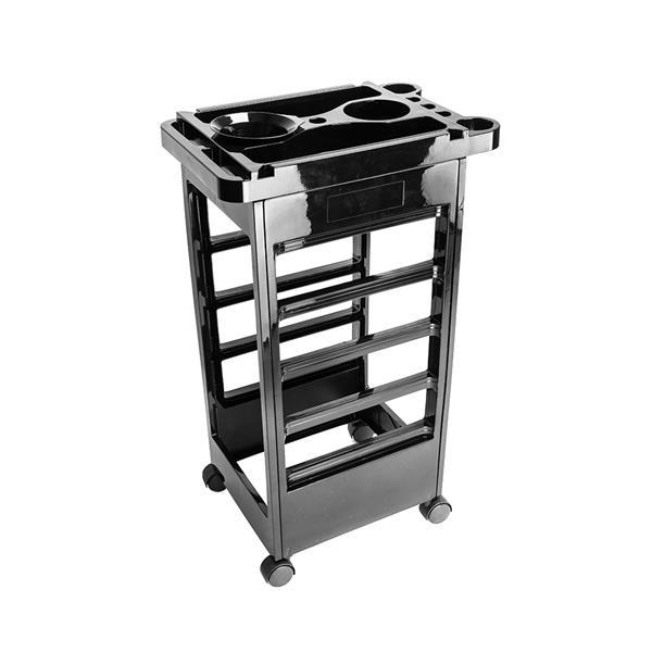 5 Tiers Removable Portable Plastic Hairdresser Beauty Storage Trolley Black