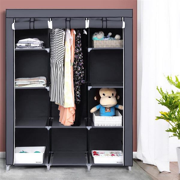 67" Portable Closet Organizer Wardrobe Storage Organizer with 10 Shelves Quick and Easy to Assemble Extra Space Gray 