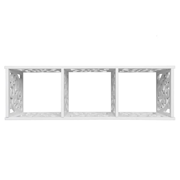 Wood-plastic Board Three lattices Carved Overhead Storage Rack White 