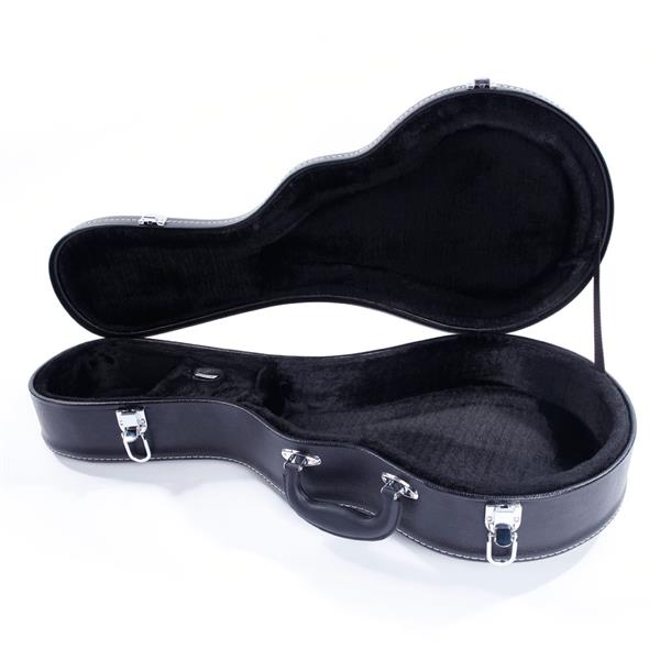 [Do Not Sell on Amazon]Glarry F-Style Microgroove Pattern Leather Wood Mandolin Case Black