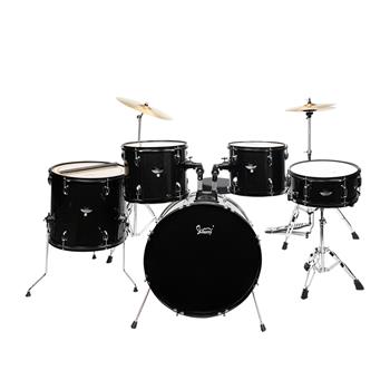 [Do Not Sell on Amazon]Glarry Full Size Adult Drum Set 5-Piece Black with Bass Drum, two Tom Drum, Snare Drum, Floor Tom, 16\\" Ride Cymbal, 14\\" Hi-hat Cymbals, Stool, Drum Pedal, Sticks