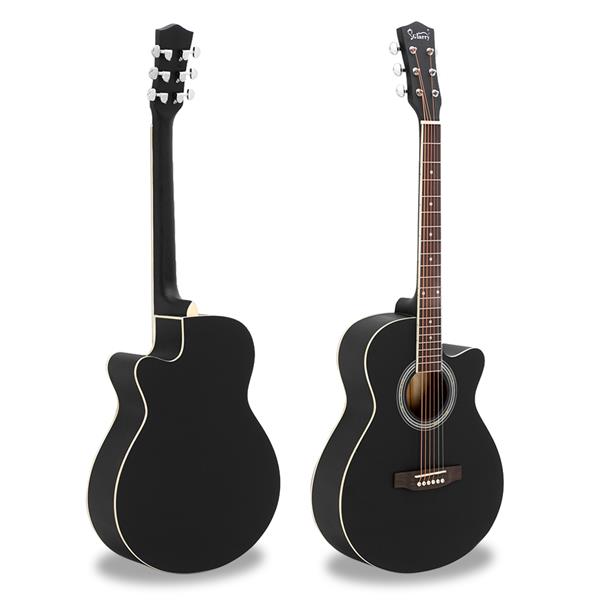 [Do Not Sell on Amazon]Glarry GT501 40 inch Spruce Front Cutaway Folk Guitar with Bag & Board & Wrench Tool Black