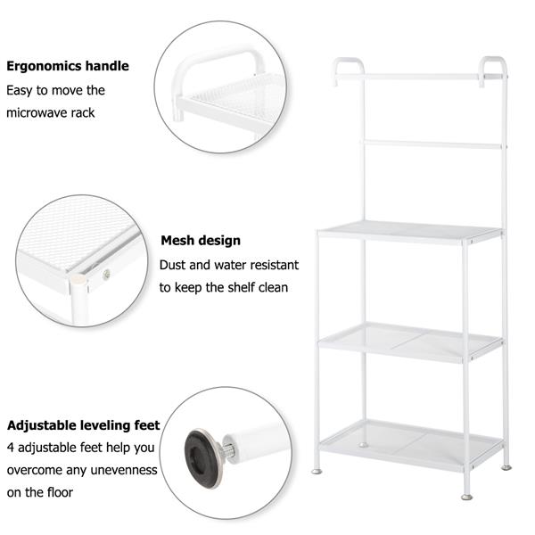 HODELY 4-Layer Wire Mesh Shelf Wrought Iron Kitchen Rack White