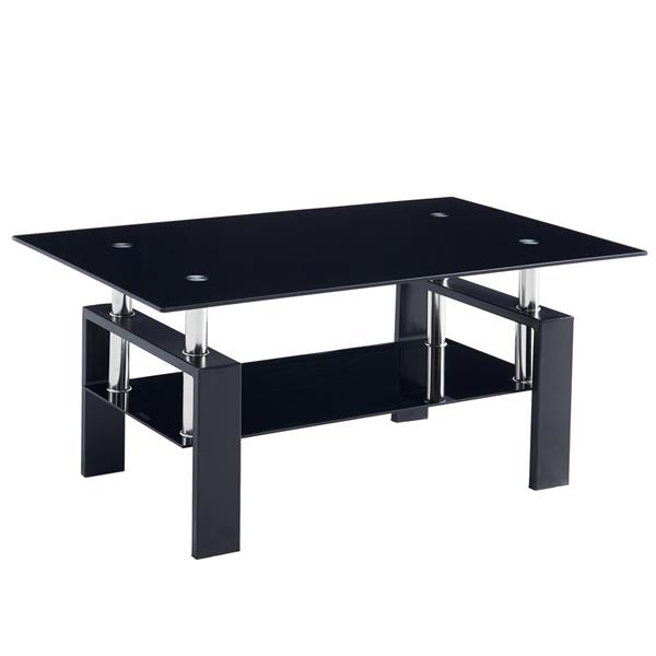 110*60*45.5cm Double-Glazed Dining Table Stainless Steel Table Legs