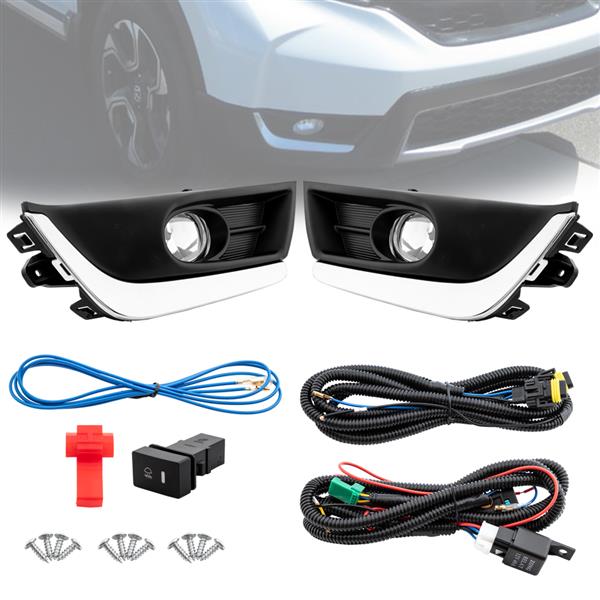 Bumper Fog Lights Driving Lamps Bulbs Bezel Left Right for 2017-2018 CR-V