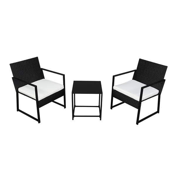 Single 2pcs Coffee Table 1pc Exposed Flat Chair Three-Piece Set Black