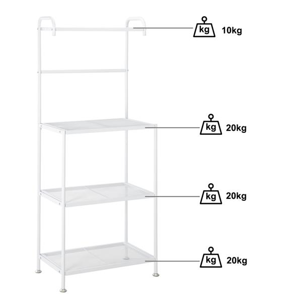 HODELY 4-Layer Wire Mesh Shelf Wrought Iron Kitchen Rack White