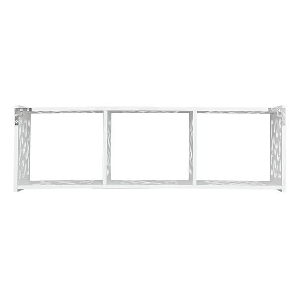 Wood-plastic Board Three lattices Carved Overhead Storage Rack White 