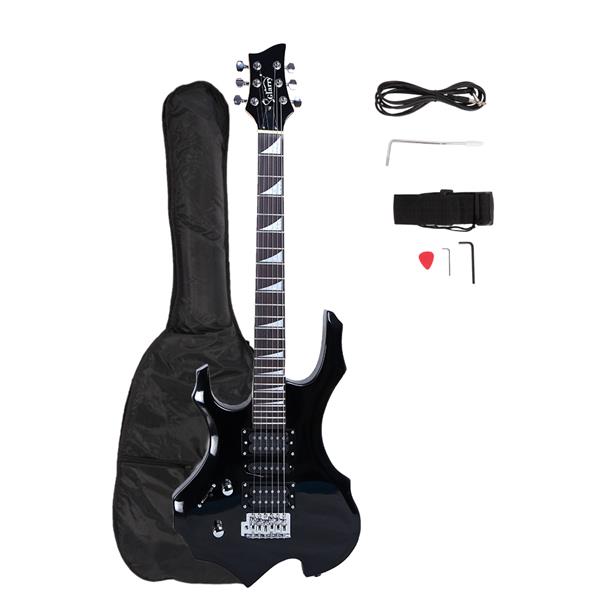 [Do Not Sell on Amazon]Glarry Flame Left Hand Electric Guitar HSH Pickup Shaped Electric Guitar  Pack   Strap   Picks   Shake   Cable   Wrench Tool   Black