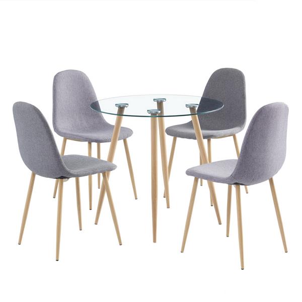 80*80*75cm Round Glass Dining Table Transparent Glass Table Leg Cross Design （only table）