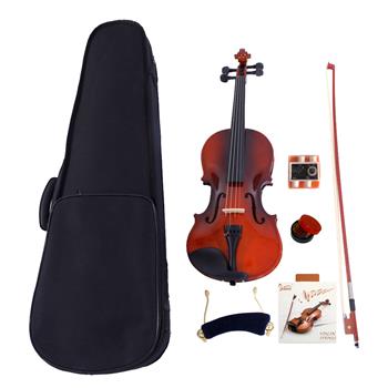 [Do Not Sell on Amazon]Glarry GV100 1/4 Acoustic Violin Case Bow Rosin Strings Tuner Shoulder Rest Natural