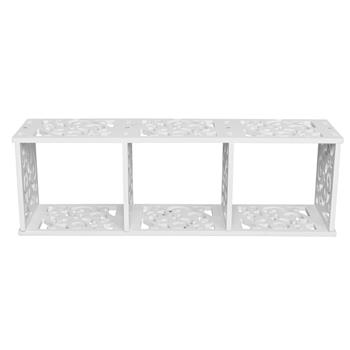 Wood-plastic Board Three lattices Carved Overhead Storage Rack White 