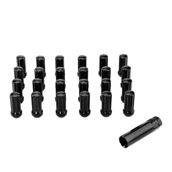 24pcs Spline Truck Locking Lug Nuts for Chevy Gmc 6x5.5 Toyota Cadillac 14x1.5 Black