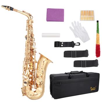 [Do Not Sell on Amazon]Glarry Alto Saxophone E-Flat Alto SAX Eb with 11reeds, case,carekit,Gold Color for Students and Beginners