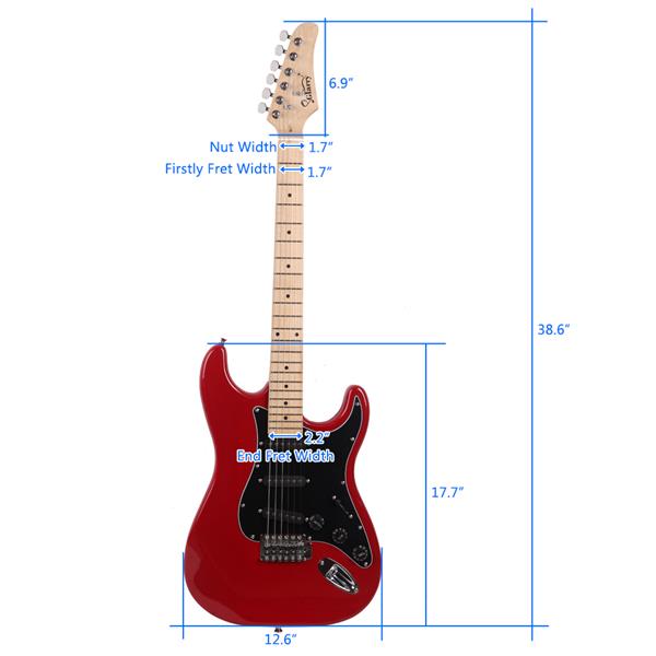 [Do Not Sell on Amazon]Glarry GST Stylish Electric Guitar Kit with Black Pickguard Red