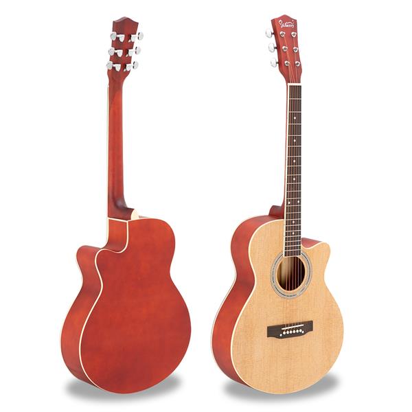 [Do Not Sell on Amazon]Glarry GT501 40 inch Spruce Front Cutaway Folk Guitar with Bag & Board & Wrench Tool Burlywood