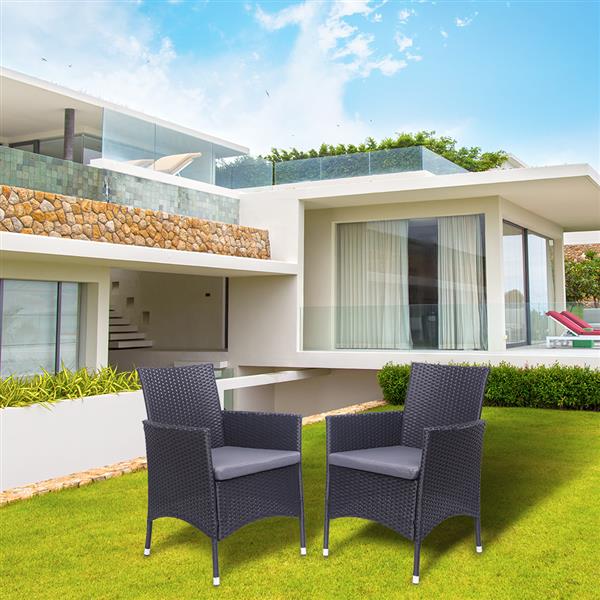2pcs Single Backrest Chairs Rattan Sofa Black