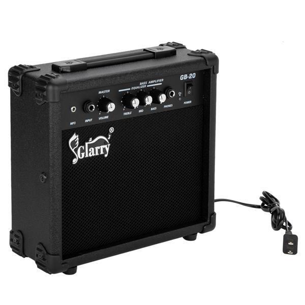 [Do Not Sell on Amazon]Glarry GJazz Bass with Electirc Bass Amplifier Power Wire Tools Sunset