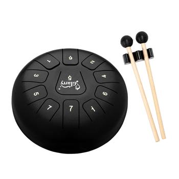 [Do Not Sell on Amazon]Glarry 10\\" 11-tone Steel Tongue Drum Stainless Steel Handpan Drum Empty Drum Portable Drum Pack Drumsticks Black