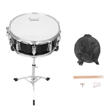 [Do Not Sell on Amazon]Glarry 14 x 5.5\\" Snare Drum Poplar Wood Drum Percussion Set With Snare Stent Drum Stand Black