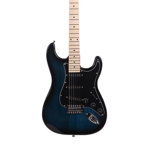 [Do Not Sell on Amazon]Glarry GST Stylish Electric Guitar Kit with Black Pickguard Dark Blue