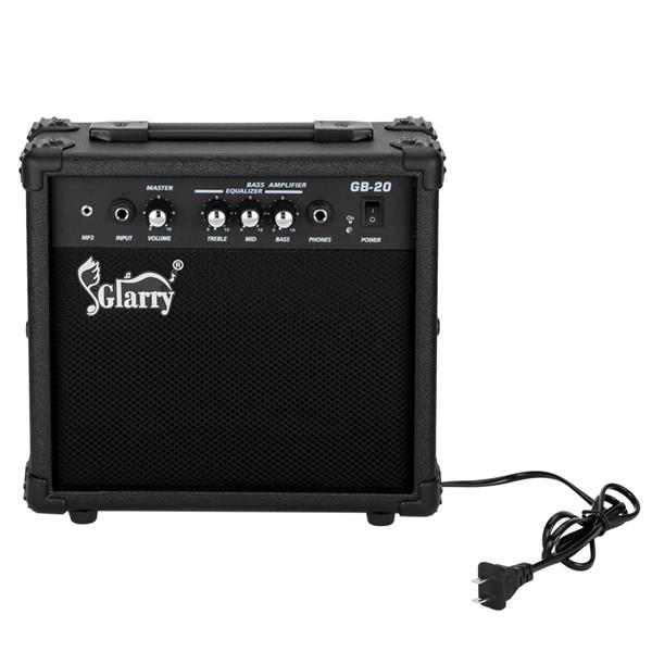 [Do Not Sell on Amazon]Glarry GJazz Bass with Electirc Bass Amplifier Power Wire Tools Sunset