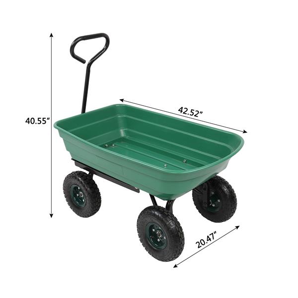 94*52*22cm Iron Plastic Four Wheels Garden Cart Green