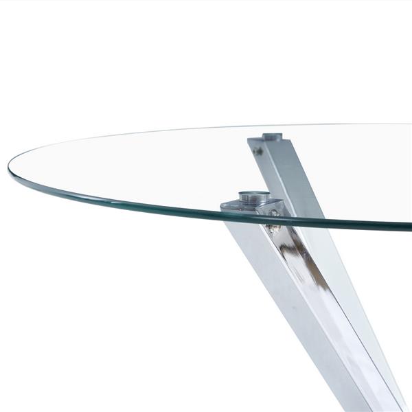 90*90*75cm Round Glass Dining Table Transparent Glass Table Leg Cross Design（only table）