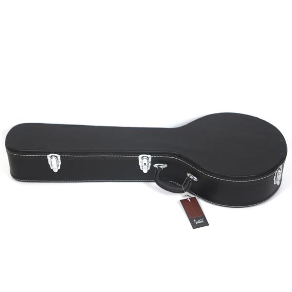 [Do Not Sell on Amazon]Glarry 5-String 6-String Microgroove Pattern Leather Wood Banjos Case Black