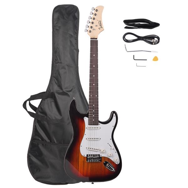[Do Not Sell on Amazon]Glarry GST Rosewood Fingerboard Electric GuitarBagShoulder Strap Pick Whammy Bar Cord Wrench Tool Sunset Color