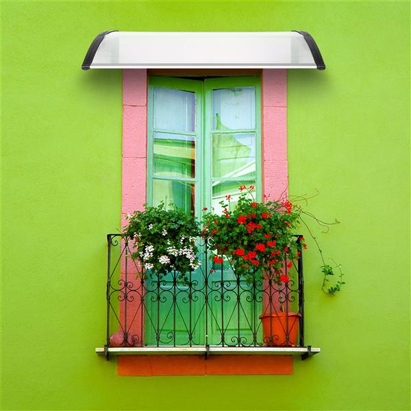 HT-120 x 80 Household Application Door & Window Rain Cover Eaves Canopy White & Black Bracket