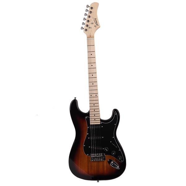 [Do Not Sell on Amazon]Glarry GST Stylish Electric Guitar Kit with Black Pickguard Sunset Color