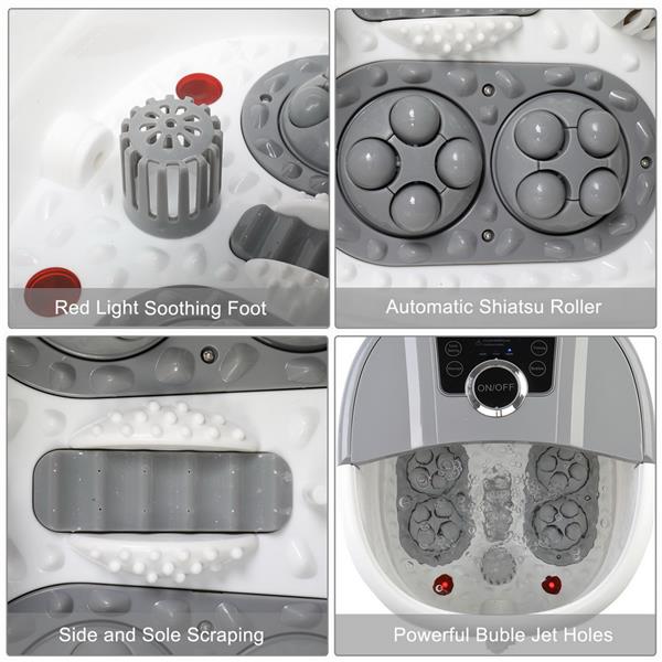 Foot Spa Foot Bath Massager with Touch Screen Digital Display Frequency Conversion 300/400/500W, Automatic Roller, Stress Relief for Tired Feet 110V Gray