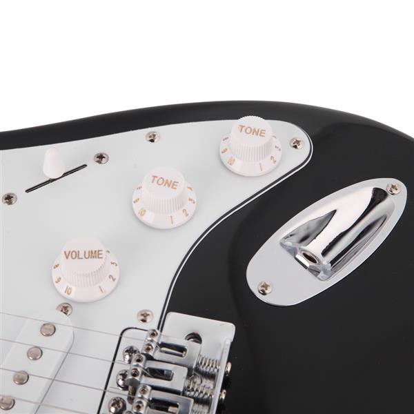 [Do Not Sell on Amazon] GST Maple Fingerboard Electric Guitar Bag Shoulder Strap Pick Whammy Bar Cord Wrench Tool Black & White