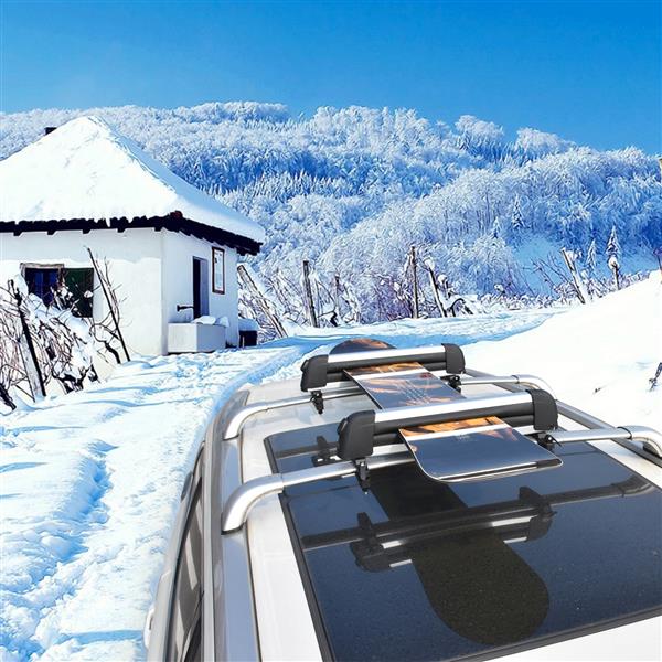 S Size Car Ski Snowboard Roof Racks 2 PCS Universal Aluminum Ski Snowboard Car Carriers Lockable Fits 2pairs of skis or 1 Snowboard