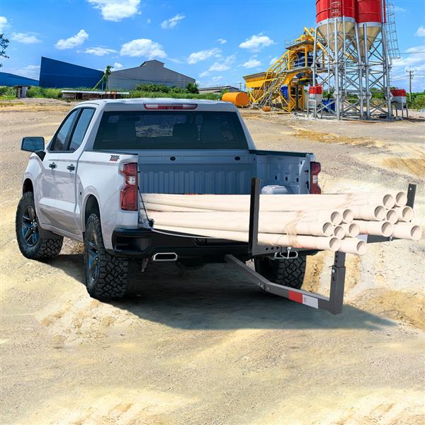 Heavy Duty Steel Pick Up Truck Bed Extender with Ratchet Straps | The Hitch Mount Truck Bed Extension can be Used for Lumber or a Ladder or a Canoe & Kayak