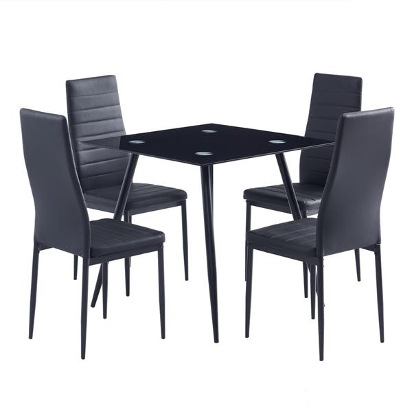 80*80*75cm Glass Dining Table Black（only table）