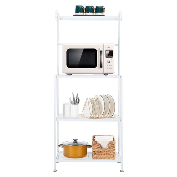 HODELY 4-Layer Wire Mesh Shelf Wrought Iron Kitchen Rack White