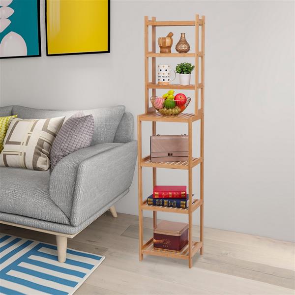 100% Bamboo Bathroom Rack, Multi-Functional And Removable 7-Layer Shelf, Multi - Function 72 * 43.5 * 160.7cm-Natural