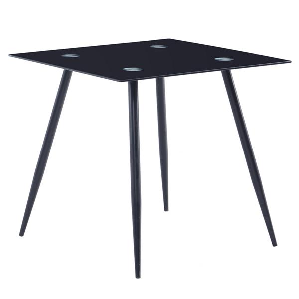 80*80*75cm Glass Dining Table Black（only table）