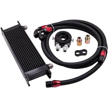 13 Row AN10 Engine Racing Trust Oil Cooler w/ Thermostat Oil Filter Adapter Kit