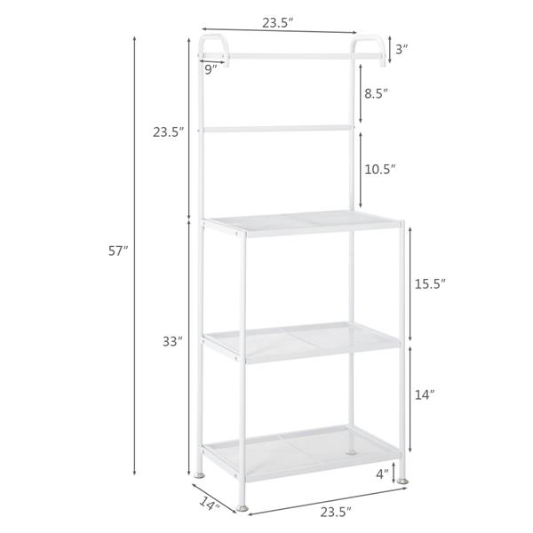 HODELY 4-Layer Wire Mesh Shelf Wrought Iron Kitchen Rack White