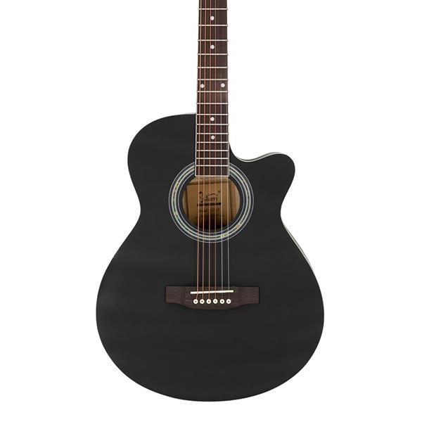 [Do Not Sell on Amazon]Glarry GT501 40 inch Spruce Front Cutaway Folk Guitar with Bag & Board & Wrench Tool Black